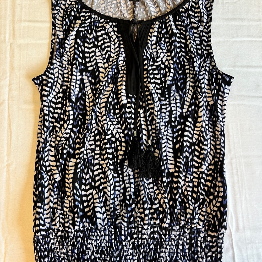 White House black market  and White Sleeveless Top with Tassel Detail